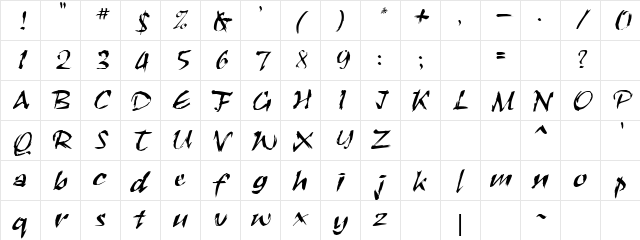 RoughBrush Regular Character Map RoughBrush Regular Character Map