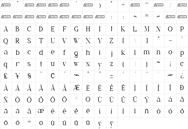 Roughly Begather Demo Regular Character Map