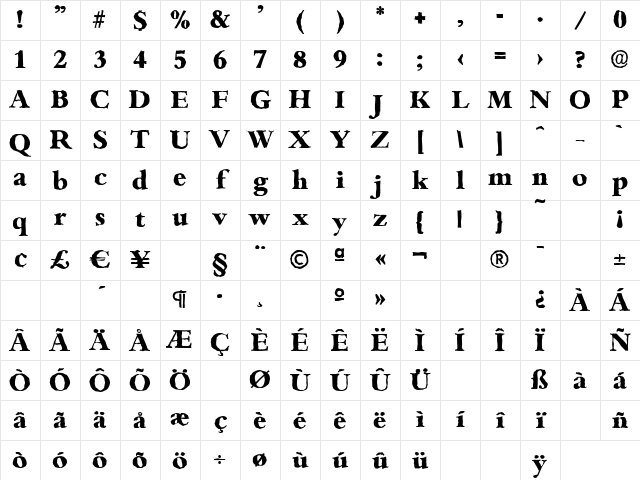 BambergAntique-Xbold Regular Character Map
