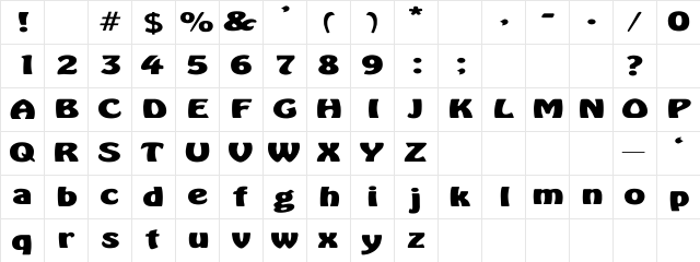 RoundHouseExt Regular Character Map
