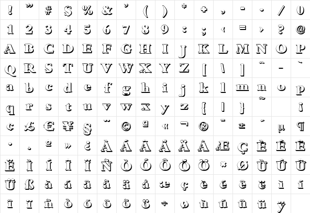 BambergShadow-Heavy Regular Character Map