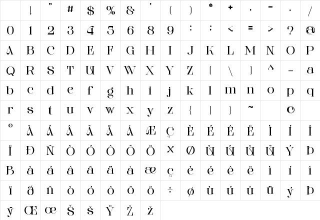 ROYAL Hefana Regular Character Map ROYAL Hefana Regular Character Map