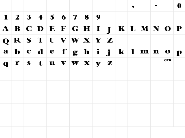 Bambi Bold Regular Character Map