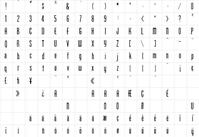RSPhoenix Regular Character Map