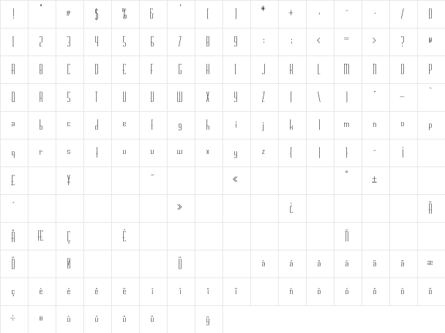 RSChasline Regular Character Map RSChasline Regular Character Map