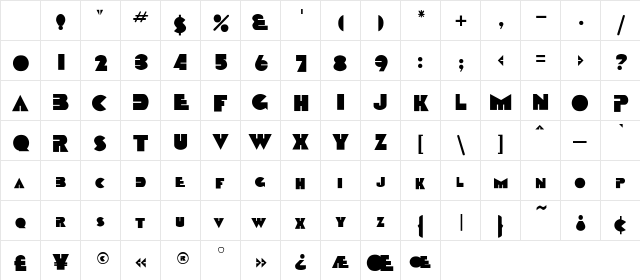 RSSharktooth Regular Character Map RSSharktooth Regular Character Map