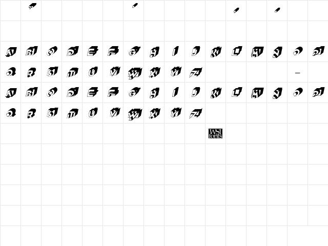 Rubiks Italic Character Map