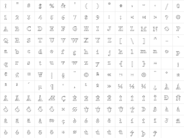 Rubino Serif Regular Character Map
