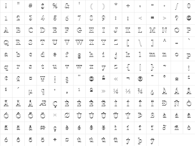 Rubino Medium Character Map