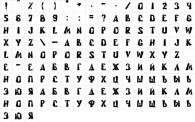Rublik Regular Character Map