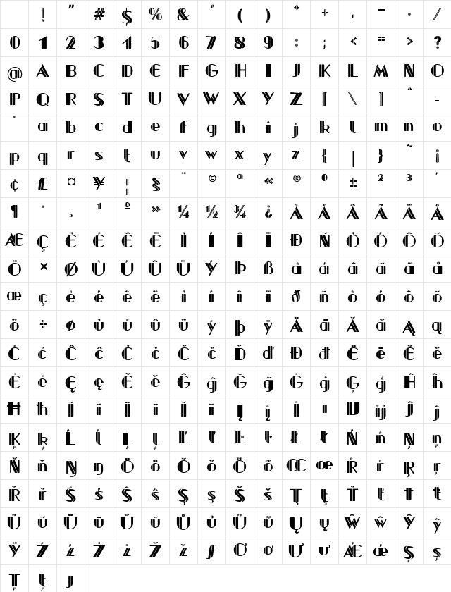 Rudolf SemBd Regular Character Map Rudolf SemBd Regular Character Map