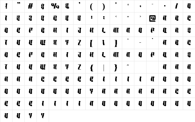 RUGDISH Regular Character Map
