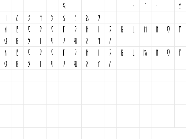RunyTunes Regular Character Map