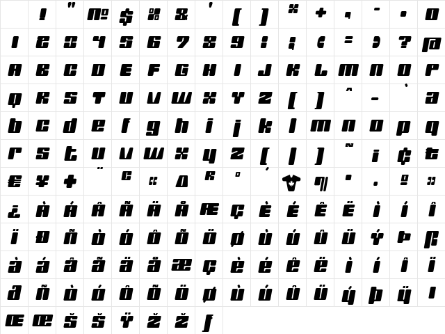 Rush Two Regular Character Map Rush Two Regular Character Map