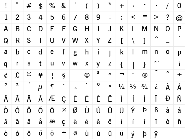 Record Gothic Dm CE Regular Character Map Record Gothic Dm CE Regular Character Map