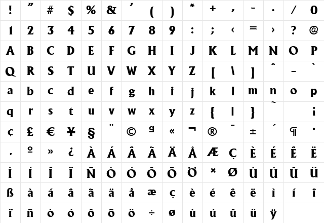 AdelonSerial-ExtraBold Regular Character Map