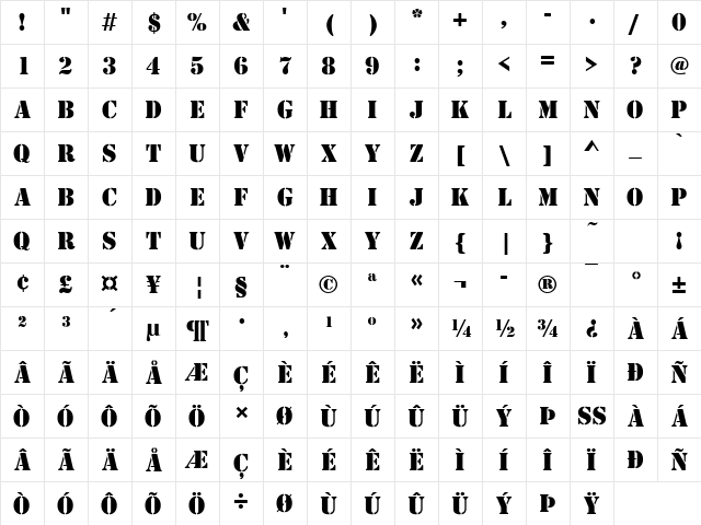 StencilD Regular Character Map