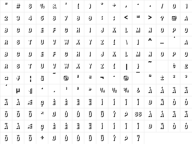 SuperstarShaD Regular Character Map