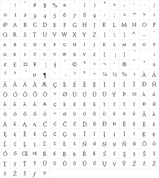 SchneidlerMedSCTReg Regular Character Map