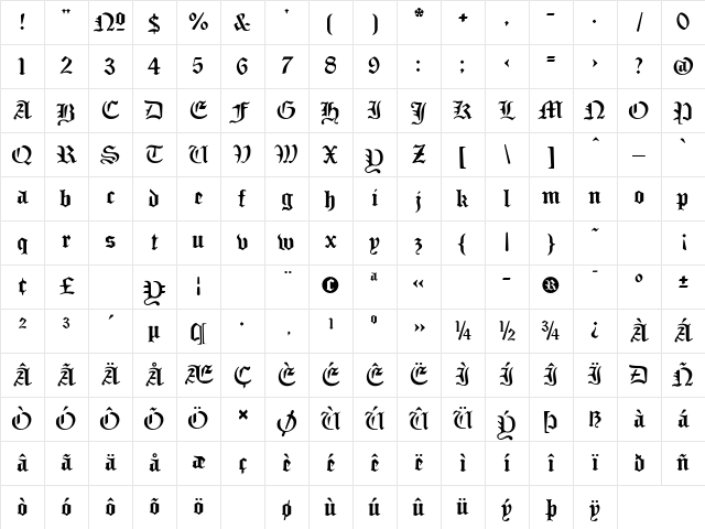 SabbathBlack-Heavy Heavy Character Map