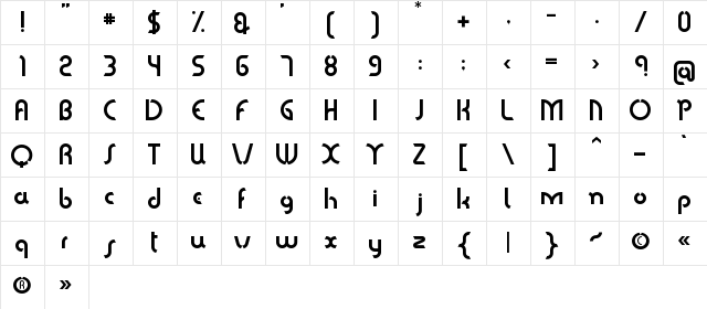 Untitled Regular Character Map Untitled Regular Character Map