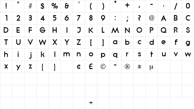 SaborDisplaySSK Regular Character Map SaborDisplaySSK Regular Character Map