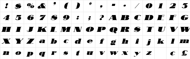 Sabotage Oblique Character Map