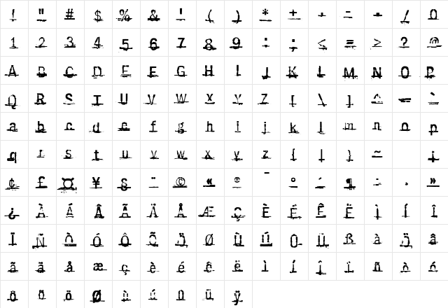 Sabotage Medium Character Map