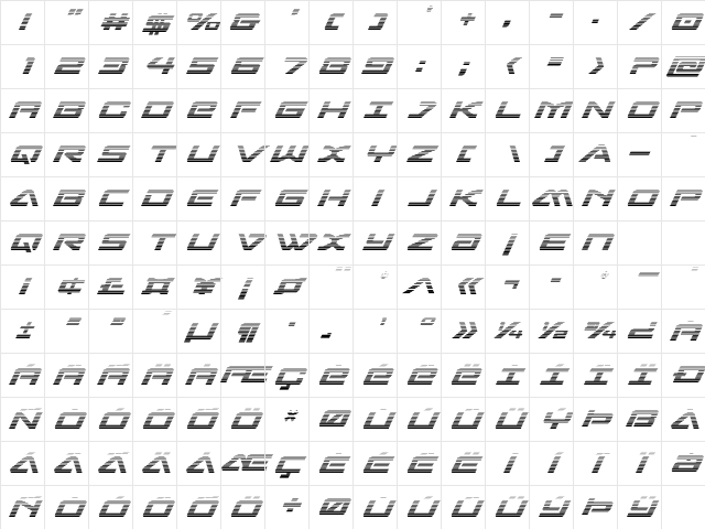 Sabre Shark Gradient Regular Character Map