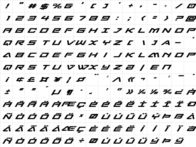 Sabre Shark Italic Italic Character Map Sabre Shark Italic Italic Character Map