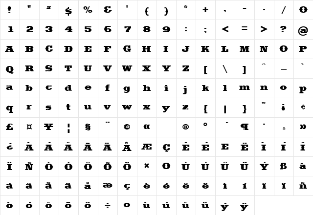 Saddlebag Regular Character Map Saddlebag Regular Character Map