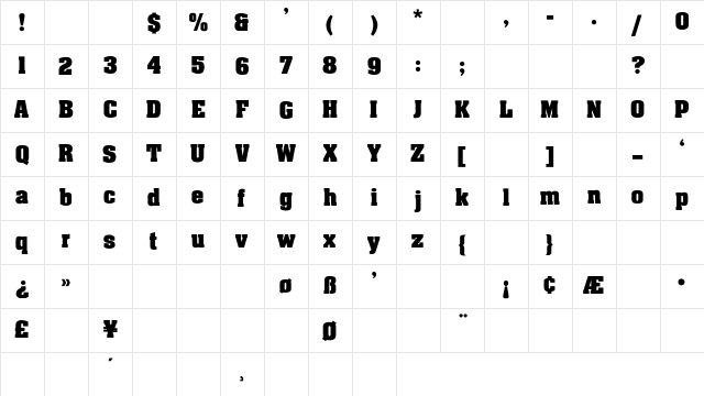 Safari ExBold Regular Character Map
