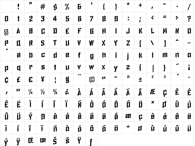 SailingJunco Regular Character Map