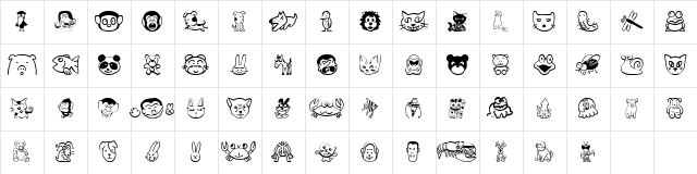 SakabeAnimal01 Regular Character Map SakabeAnimal01 Regular Character Map