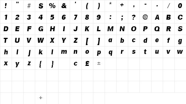 SalinaSSK Italic Character Map