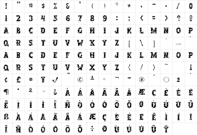 SalloonCracked Regular Character Map