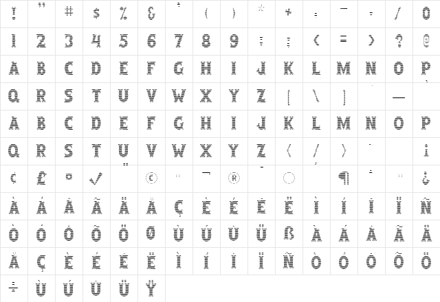 SalloonHStripe Regular Character Map SalloonHStripe Regular Character Map