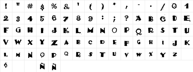 Salsa Regular Character Map
