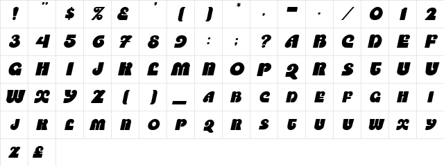 SaltireCaps Oblique Character Map