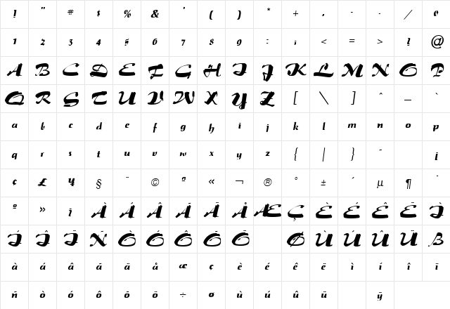 Salto Regular Character Map