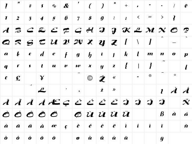Salto Regular Character Map