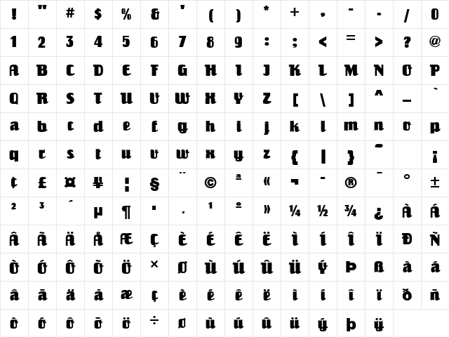 Salut Regular Character Map Salut Regular Character Map