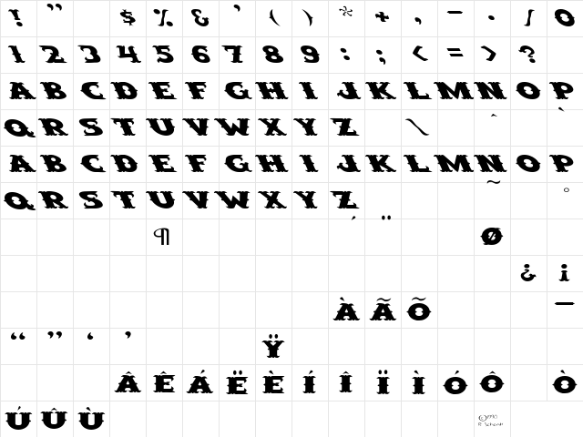 Saloon Ext Wd Lefti Regular Character Map