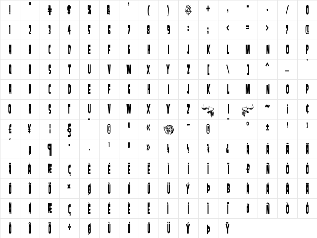 SamdanCondensed Regular Character Map