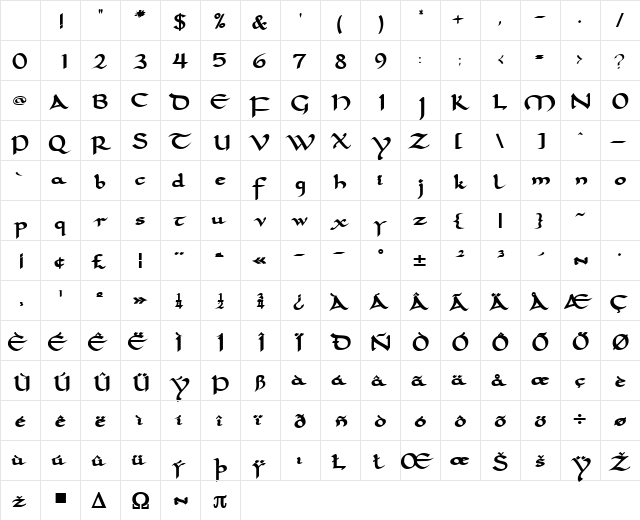 SamovarSSK Bold Character Map SamovarSSK Bold Character Map