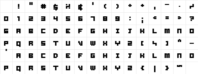 Samson Bold Character Map