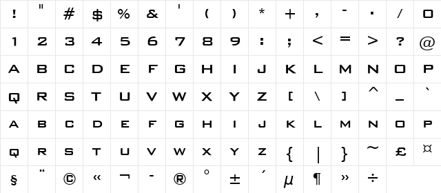 BankGothicCMdBT Medium Regular Character Map