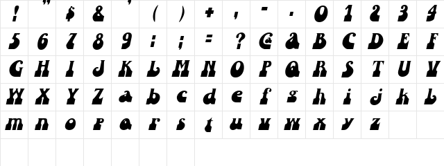 SandCastles Oblique Character Map