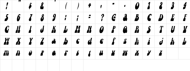 SandCastlesCondensed Oblique Character Map SandCastlesCondensed Oblique Character Map
