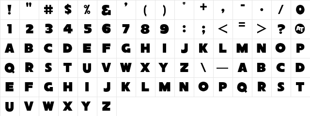 Sans Poster Bold JL Regular Character Map
